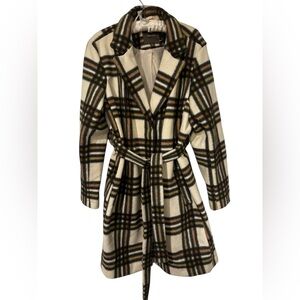 Maurices White‎ Plaid Tie Waist Coat Casual NWOT Woman’s XL (16) #Winter #trench